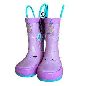 🌼 5/$20 Girls Unicorn Rain Rubber Boots Size 5 Toddler Purple Pink Teal